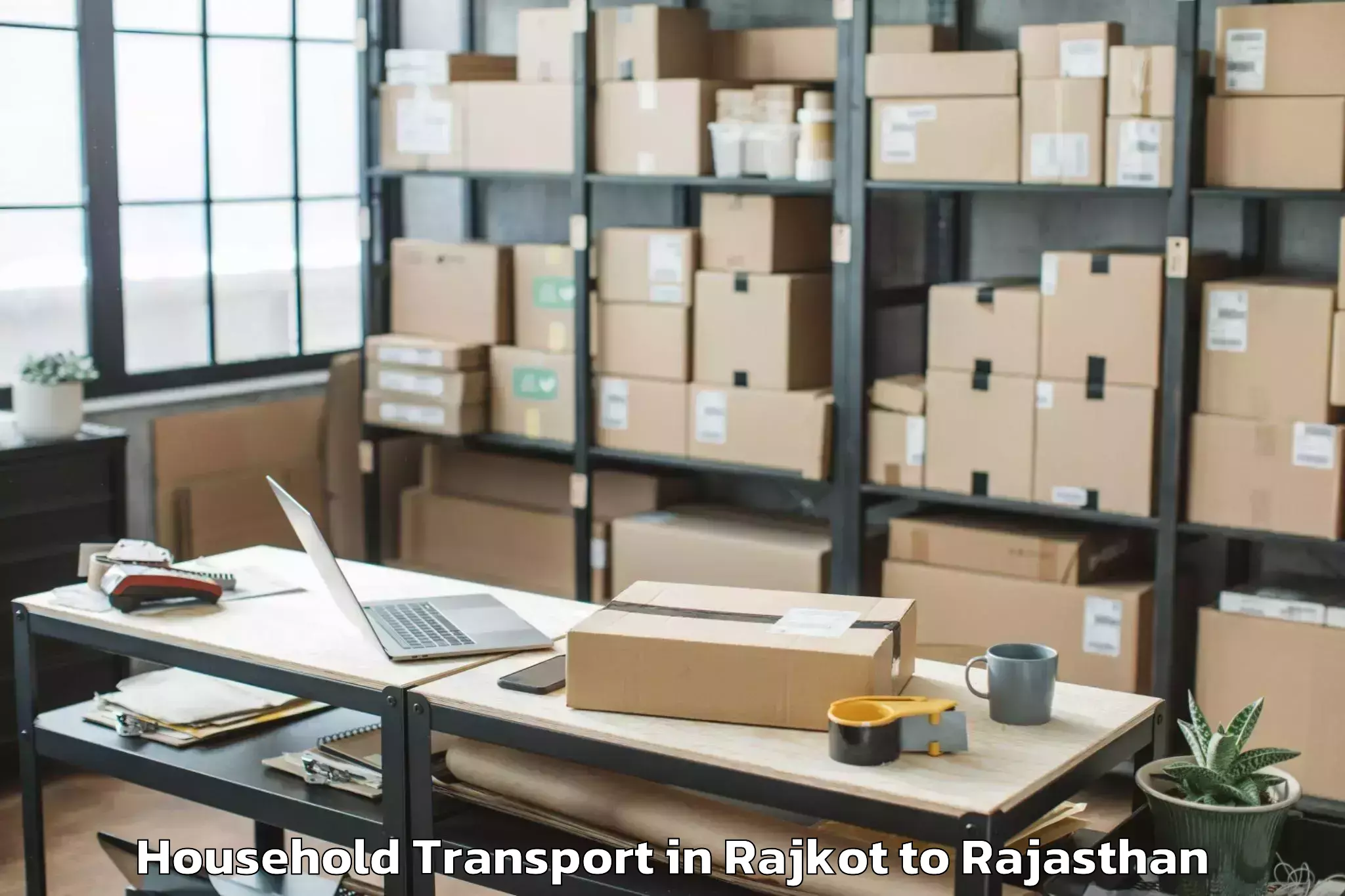 Book Rajkot to Jk Lakshmipat University Jaipu Household Transport Online